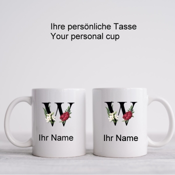 Tasse mit Monogramm Buchstabe W